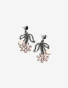 Aros Colgantes Largos Strass Aros Largos Flor De Strass - Negro