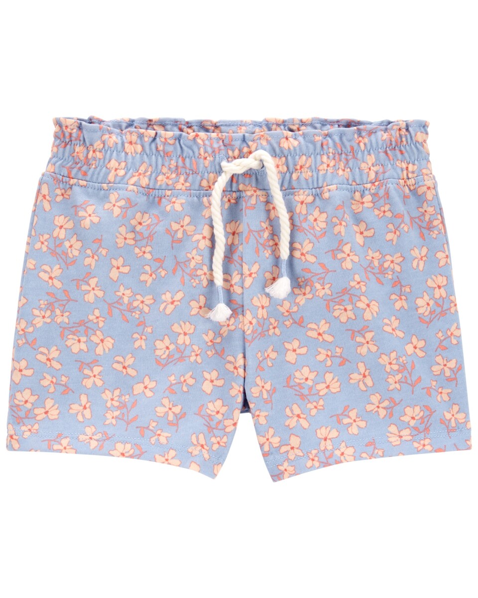 Short de algodón con cintura ceñida diseño floral 