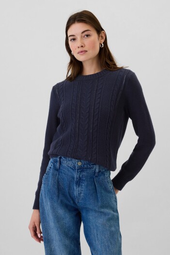 Buzo Cuello Redondo Cable Mujer Navy Uniform