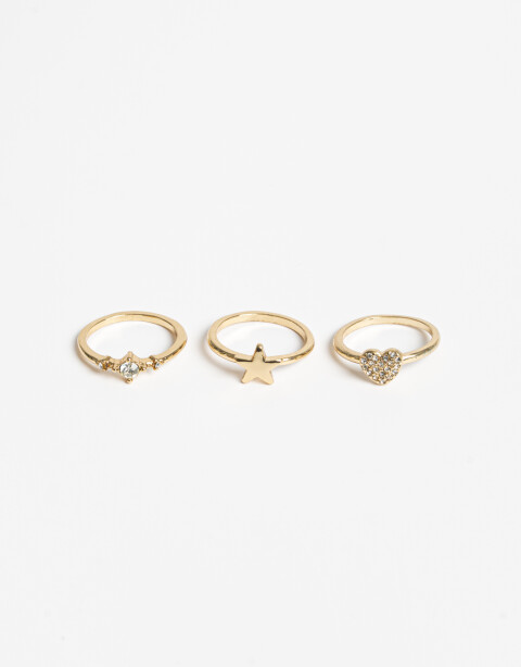 Sets Anillos Strass Set De Anillos Con Strass - Dorado
