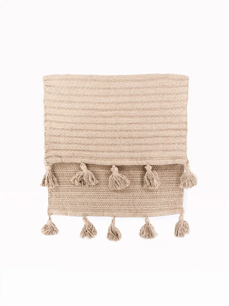 ALFOMBRA ALGODÓN BORLAS BEIGE