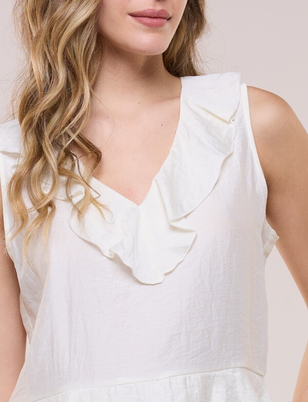 Blusa Con Cuello Volado Y Ruedo Peplum CRUDO