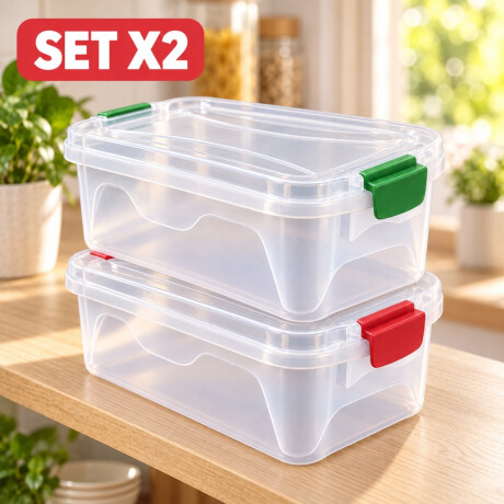 Set x2 Caja organizadora 6 lts de plástico reforzada TRANSPARENTE