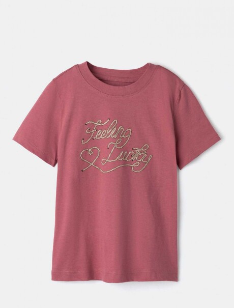 CAMISETA BÁSICA INFANTIL CON ESTAMPA ROSADO
