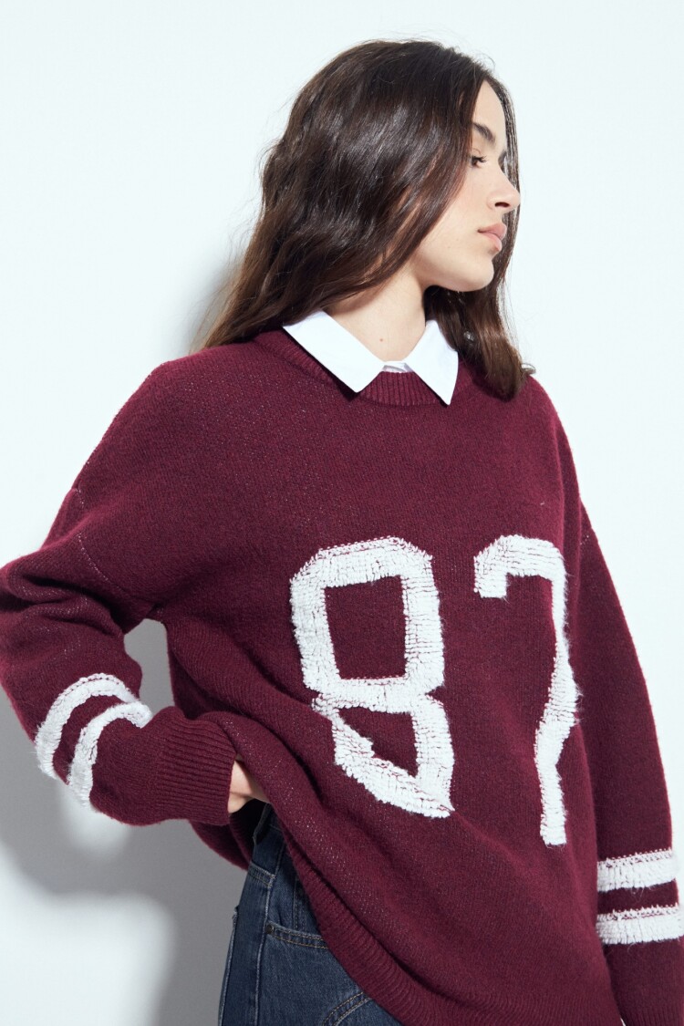 SWEATER VARSY Bordó Merlot