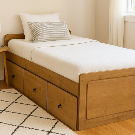 Cama 1 plaza con cajones Linea Naturale Roble