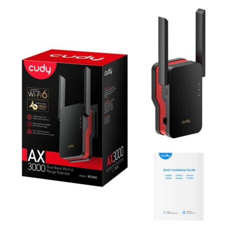 Range Extender Cudy Wifi 6 Ax3000 Doble banda Negro