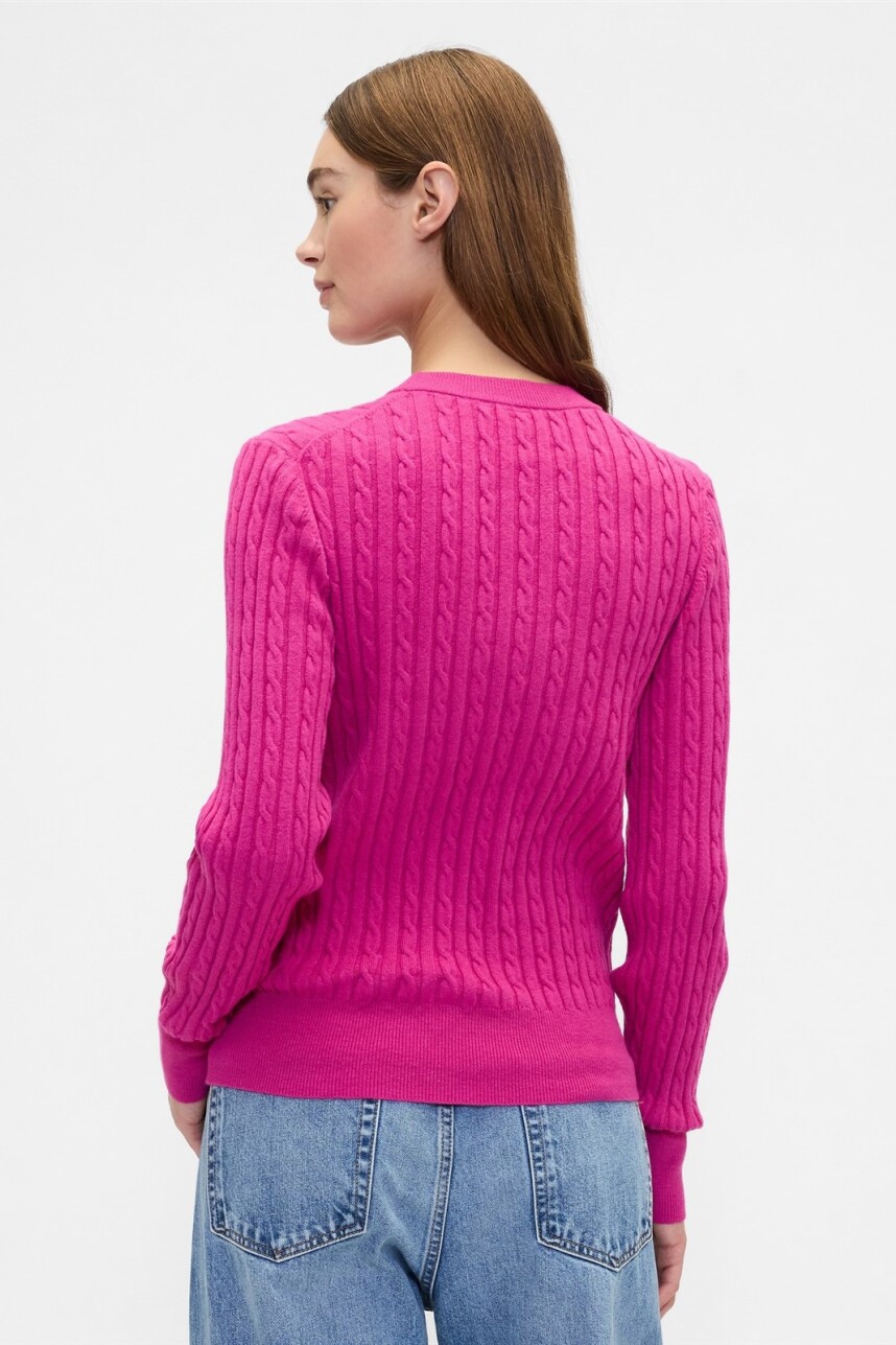 Buzo Cashsoft Cable Mujer Bright Fuchsia