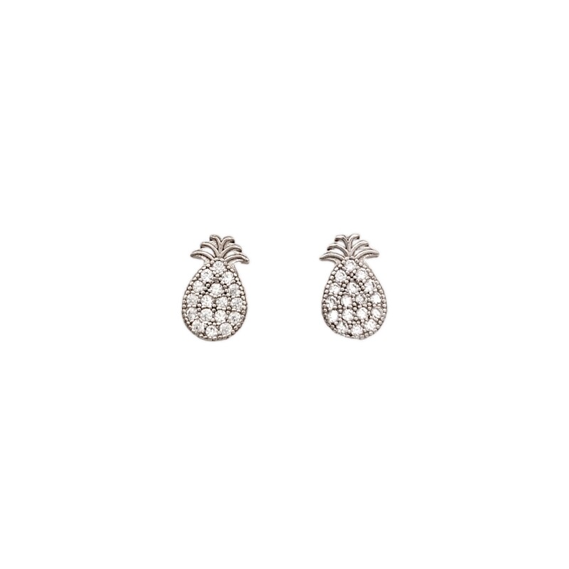 Caravanas Piña-Plata 925-Piedra Zirconia-CA3133 conpiedra