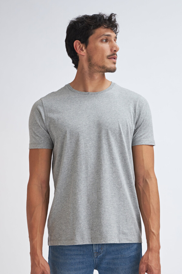 Remera manga corta cuello redondo Gris Claro Melange