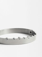 Pulsera Rígida Con Cristales - Acero Inoxidable plateado