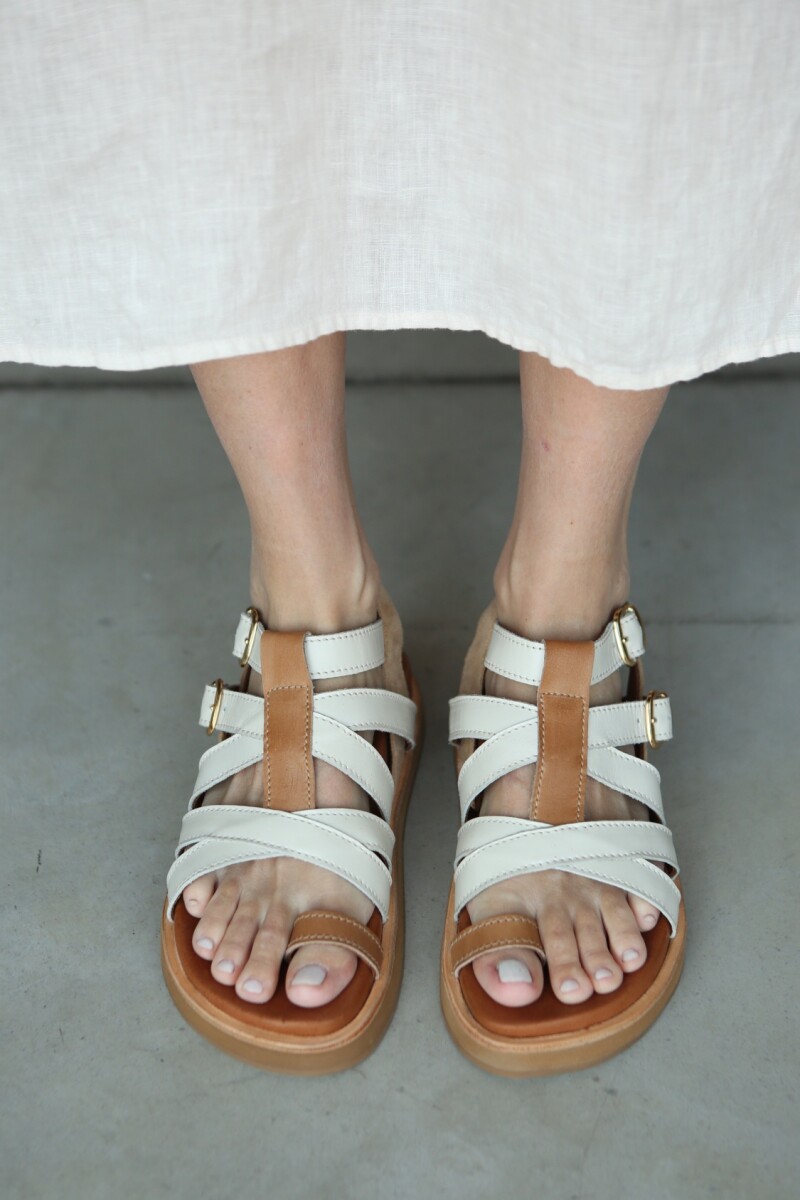 SANDALIA ROMA Blanco Y Bei