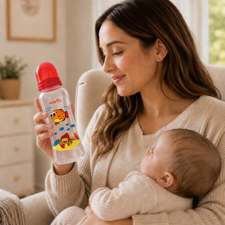Mamadera Evenflo Acuario Bebé 3-12M 240Ml Tetina Flujo Medio Rojo