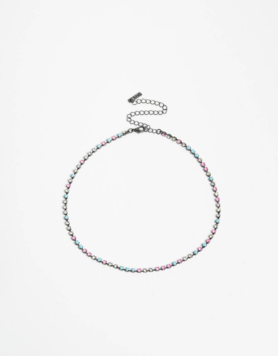 Collar Corto Strass Multicolor 
