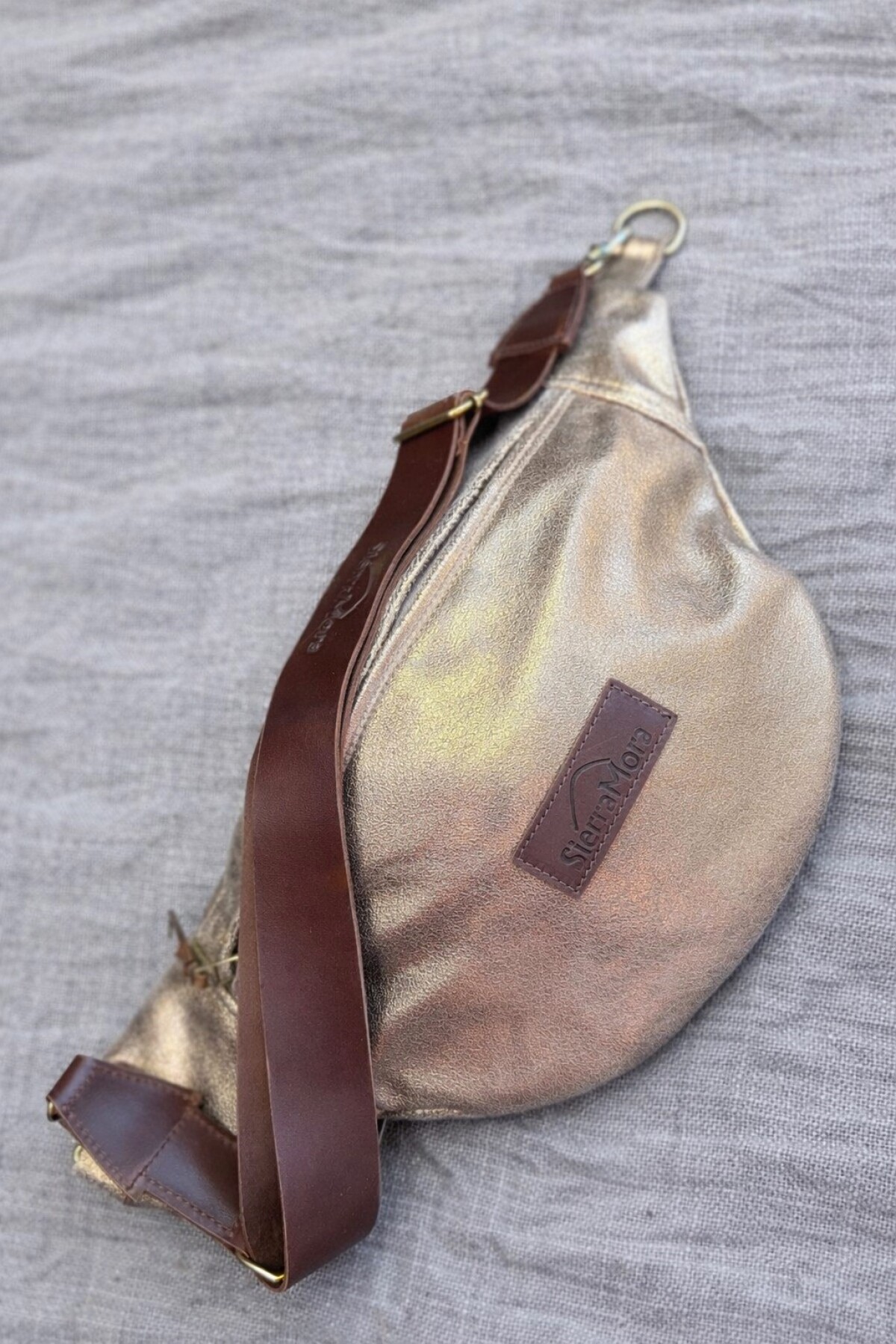 Leather Fanny Pack Shinny Cobre