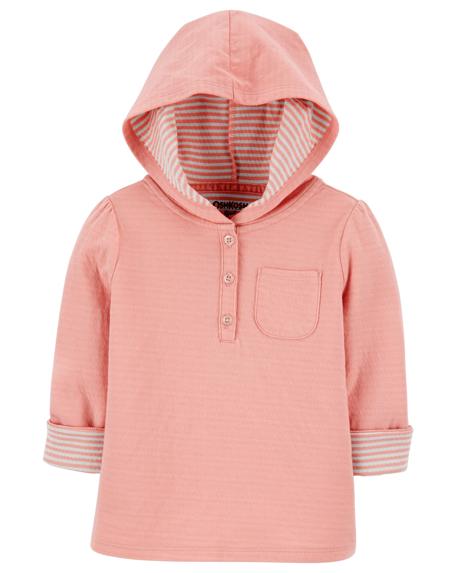Buzo con capucha y botones rosa 0