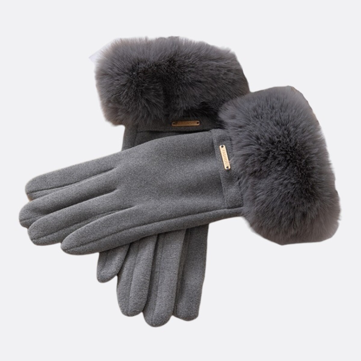 Guantes Boreal Con Detalle De Piel Y Pulsera - Gris 