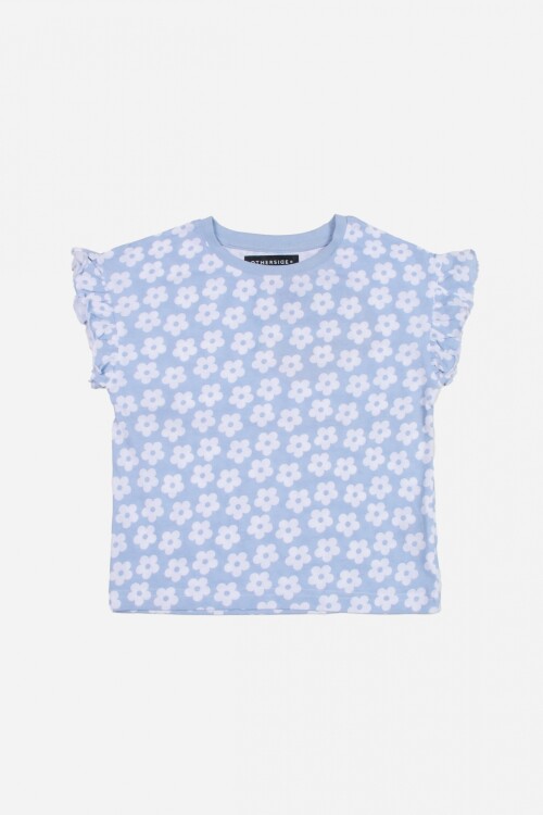 Remera estampada flores GRIS MELANGE