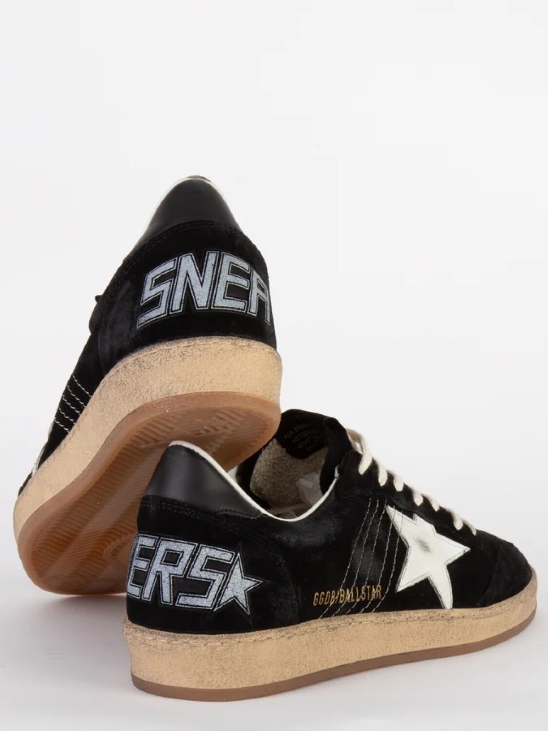 Golden Goose-Championes acordonados de gamuza, Ballstar Negro