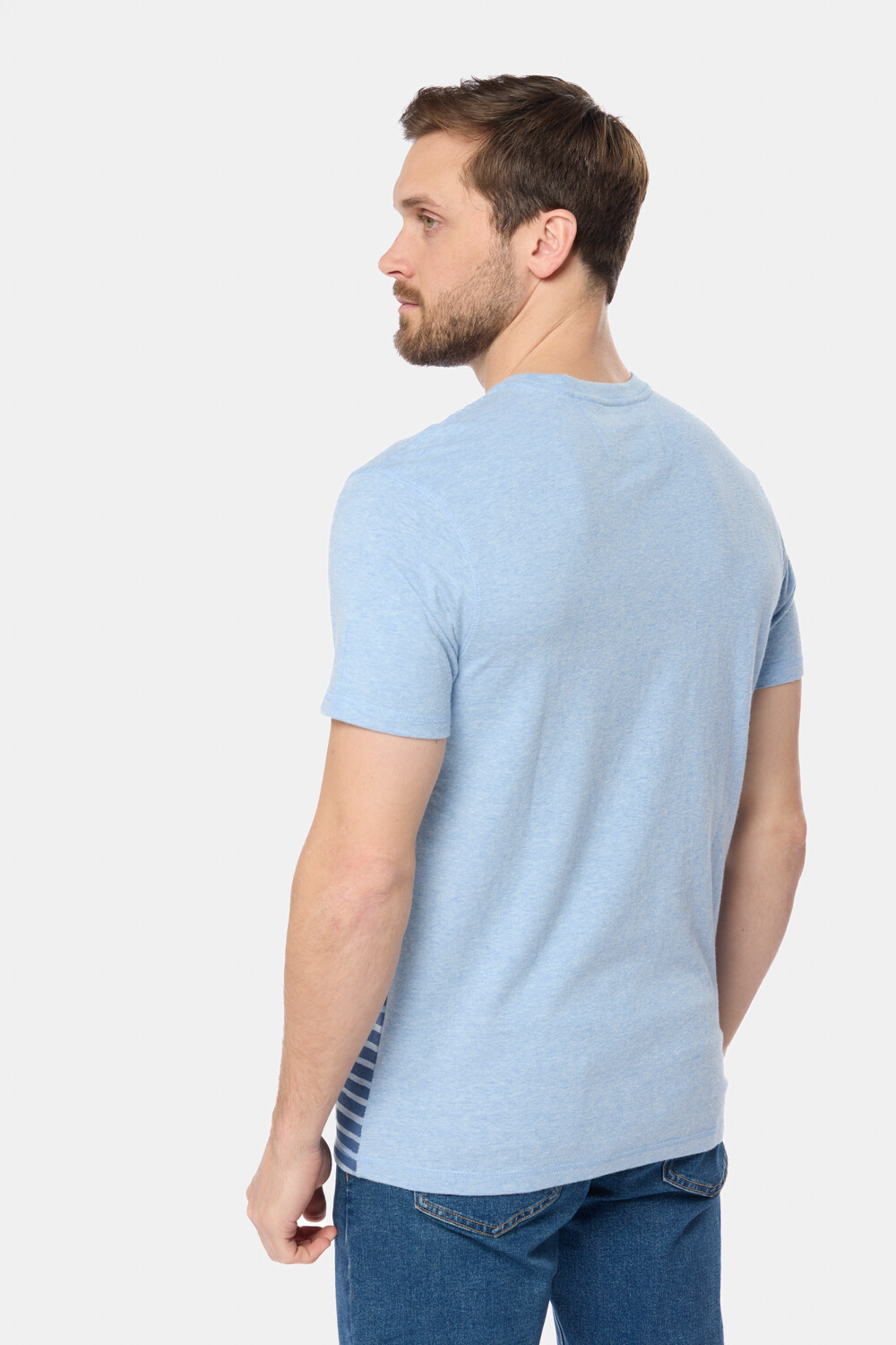 REMERA RAYADA Celeste