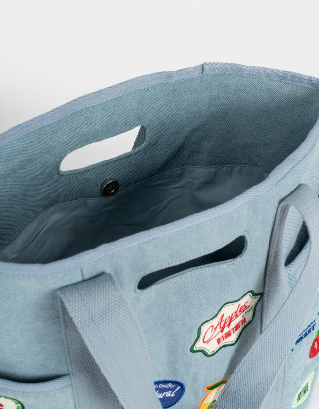 Shopper Cartera Shopper Bordada - Azul Celeste