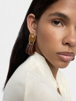 Pendientes Largos De Efecto Piedra marron