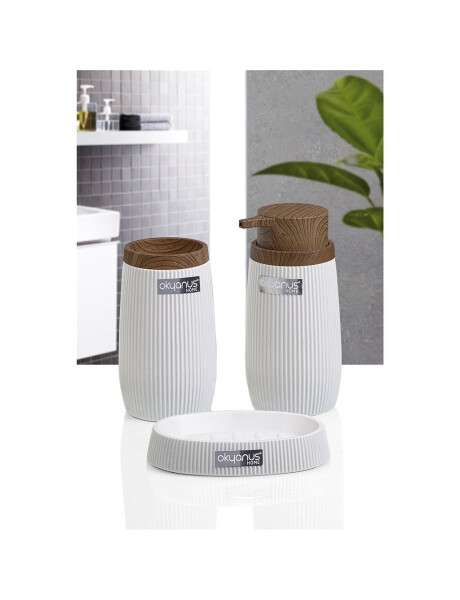 SET 3PCS BAÑO PP Y MADERA BLANCO SET 3PCS BAÑO PP Y MADERA BLANCO