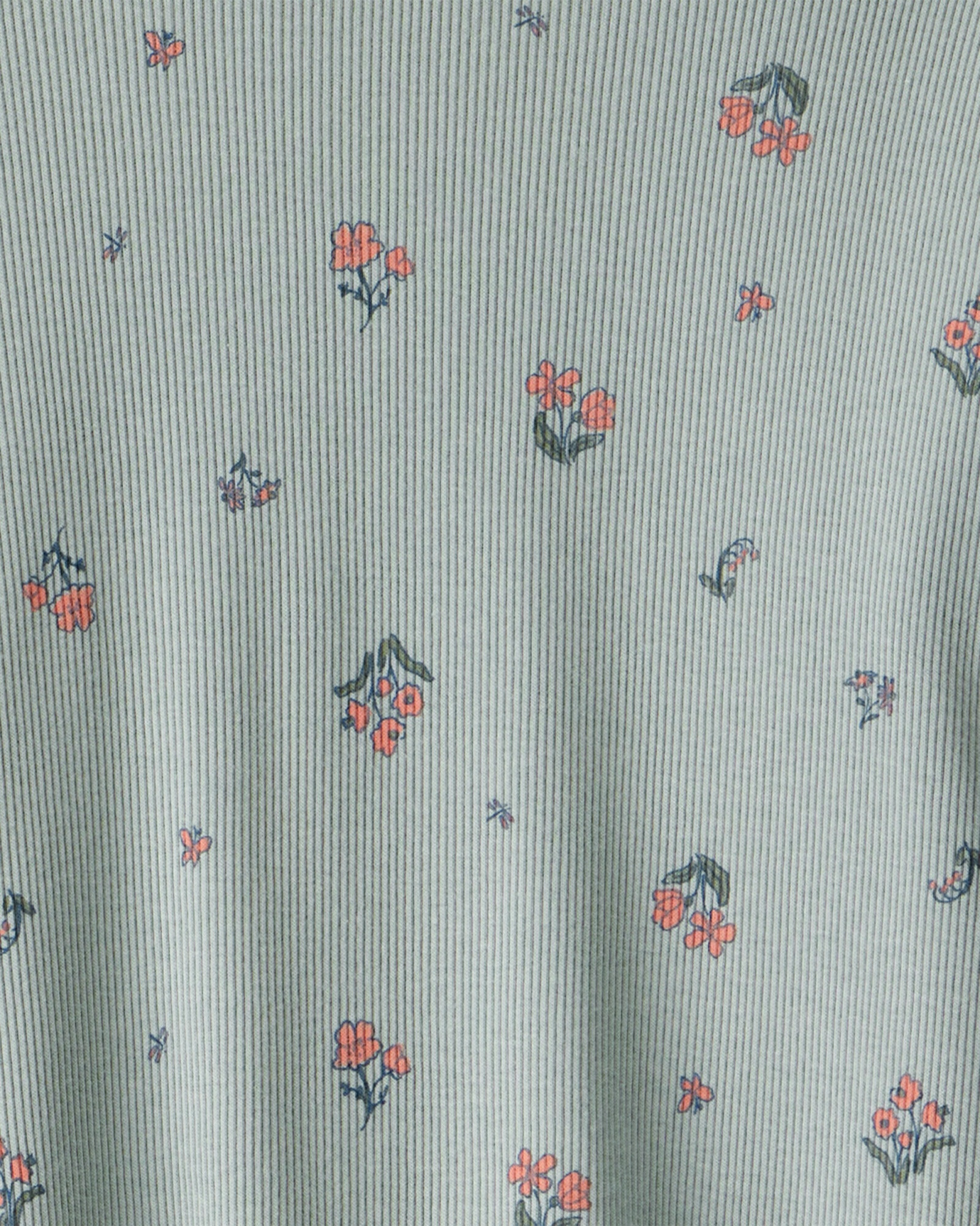 Set dos piezas de algodón, pantalón y remera, diseño floral Sin color