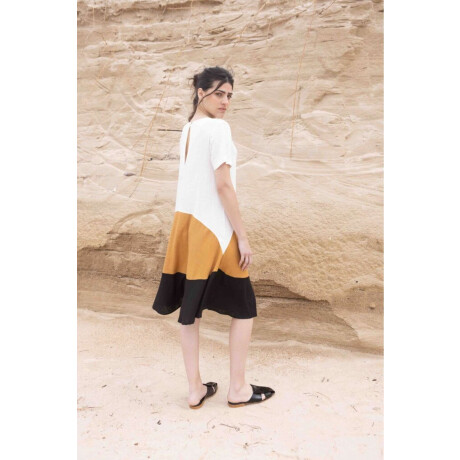 Vestido Pessoa Manteca, Camel y Negro