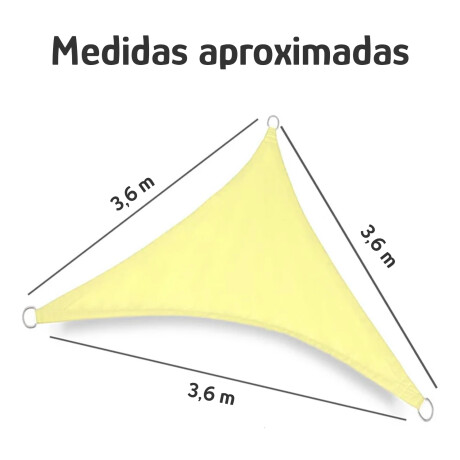 Toldo Lona Vela Triangular 3.6x3.6x3.6Mt Sombra p/ Exterior Crema