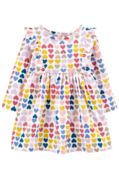 Vestido jersey con corazones Sin color