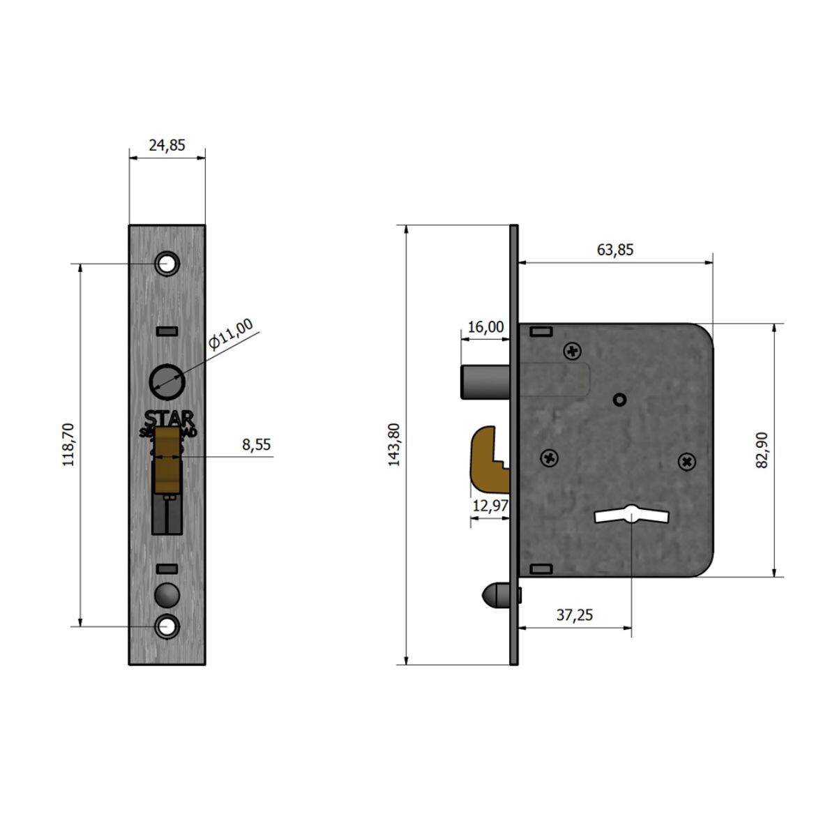 CERROJO STAR 225 PAS. GANCHO H BIC Cerrojo Star 225 Pas. Gancho H Bic