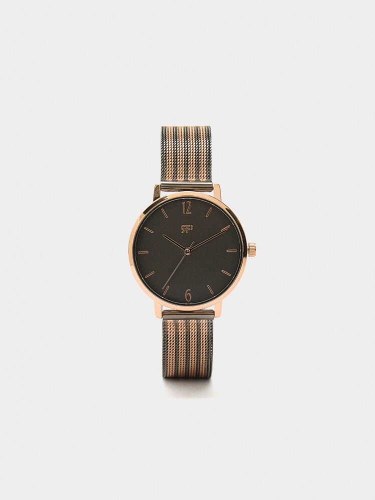 Reloj De Punto Metálico Bicolor bicolor