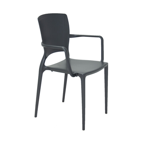 Silla grafito SOFIA respaldo cerrado c/ posabrazos -TRAMONTINA TD0612