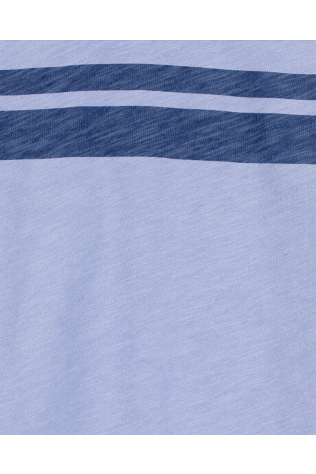 Remera de algodón, manga corta, azul con franjas Sin color