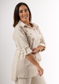 Camisa de jean suavizada bordada con aplique Made un Turquía TALLE L