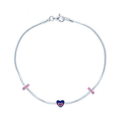 Pulsera de niña en plata 925 y esmalte, STAR. Pulsera de niña en plata 925 y esmalte, STAR.