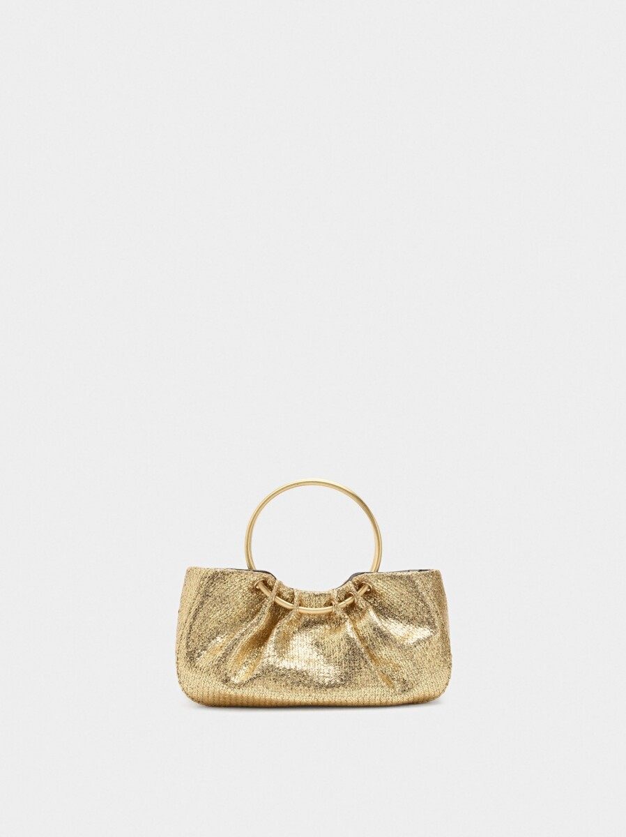Bolso De Mano Con Aro Metálico - dorado 