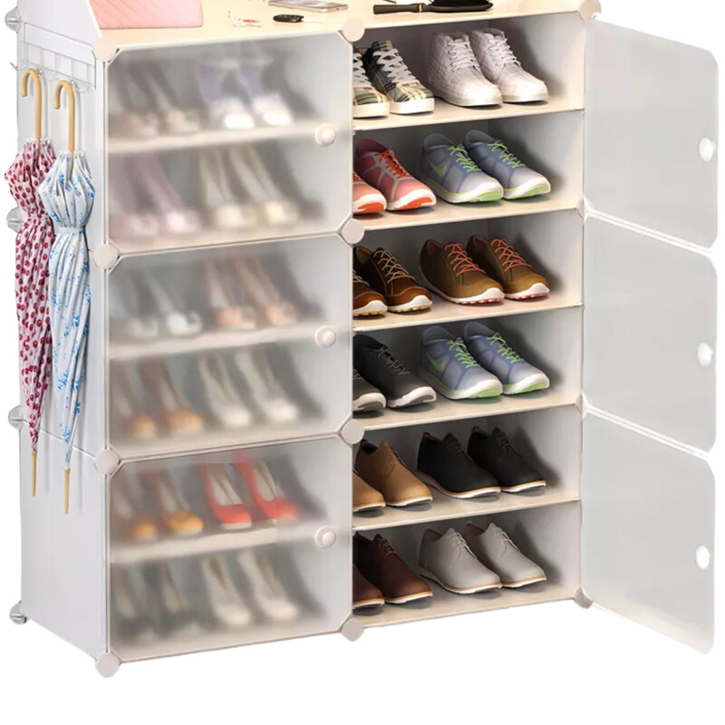 Zapatera 6 Puertas Organizador Multiuso Armable Moderno Blanco