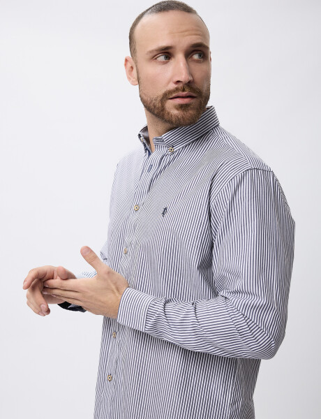 Camisa rayas algodon negro