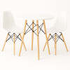 Juego de comedor Con Mesa Circular de 80cm + 2 Sillas Eames Blanco
