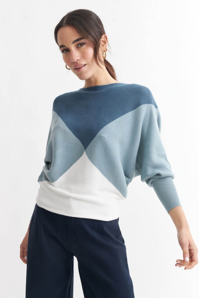 Sweater geométrico PETROLEO