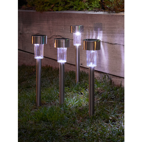 Lámpara solar ALK Ø6xA37cm 4 unidades Plateado