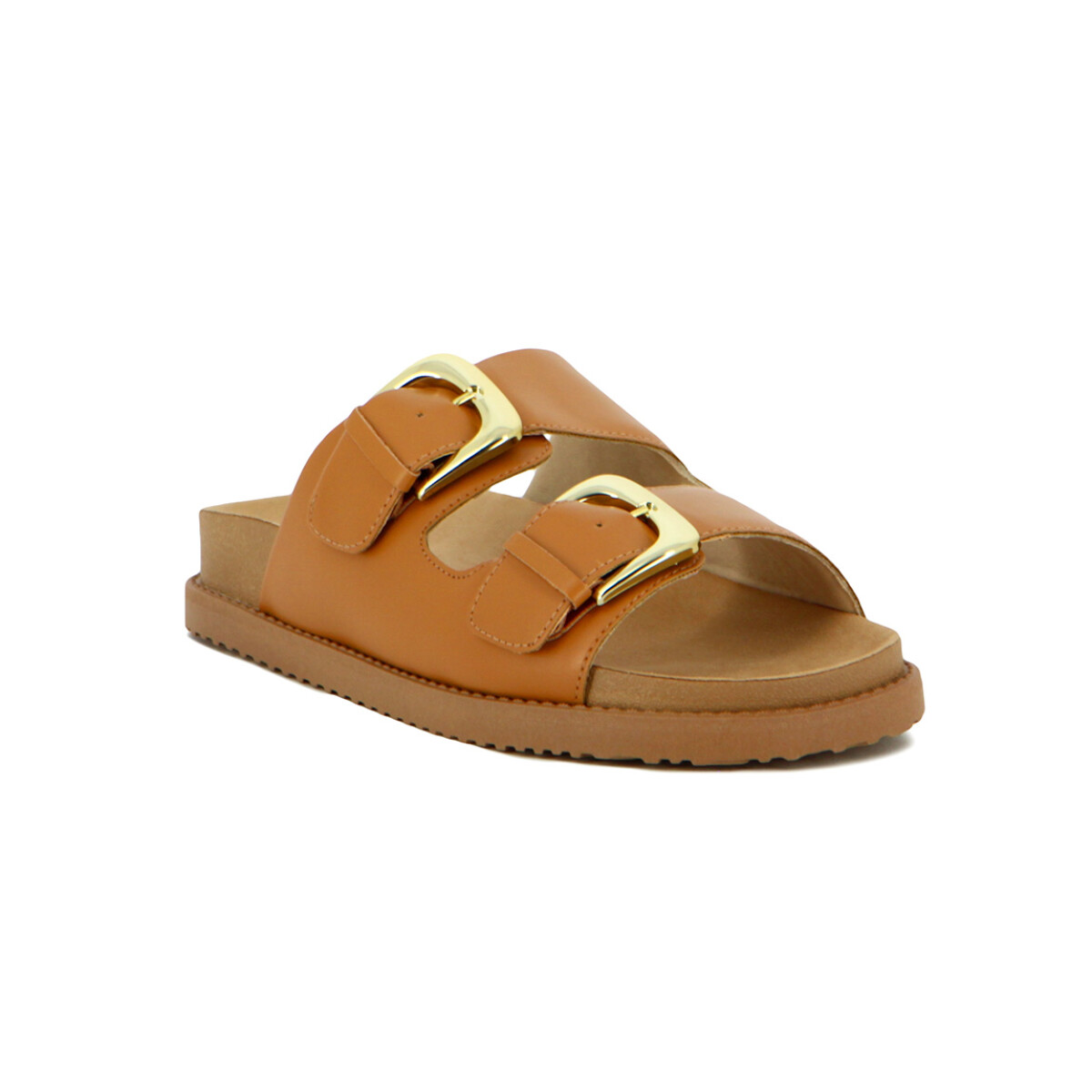 Comfortflex Sand.dama Suela Baja Dos Tiras C/hebilla - Camel 