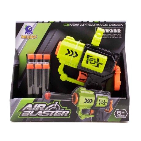Pistola air blaster lanza dardos + 6 dardos VERDE-NEGRO