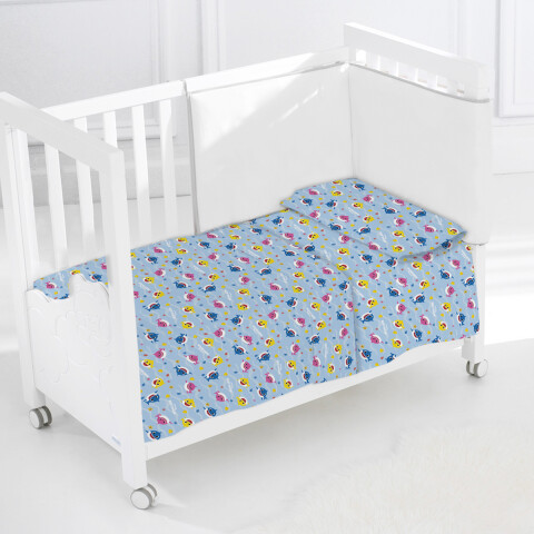 Juego Sábanas para Cuna Baby Shark Microfibra CELESTE