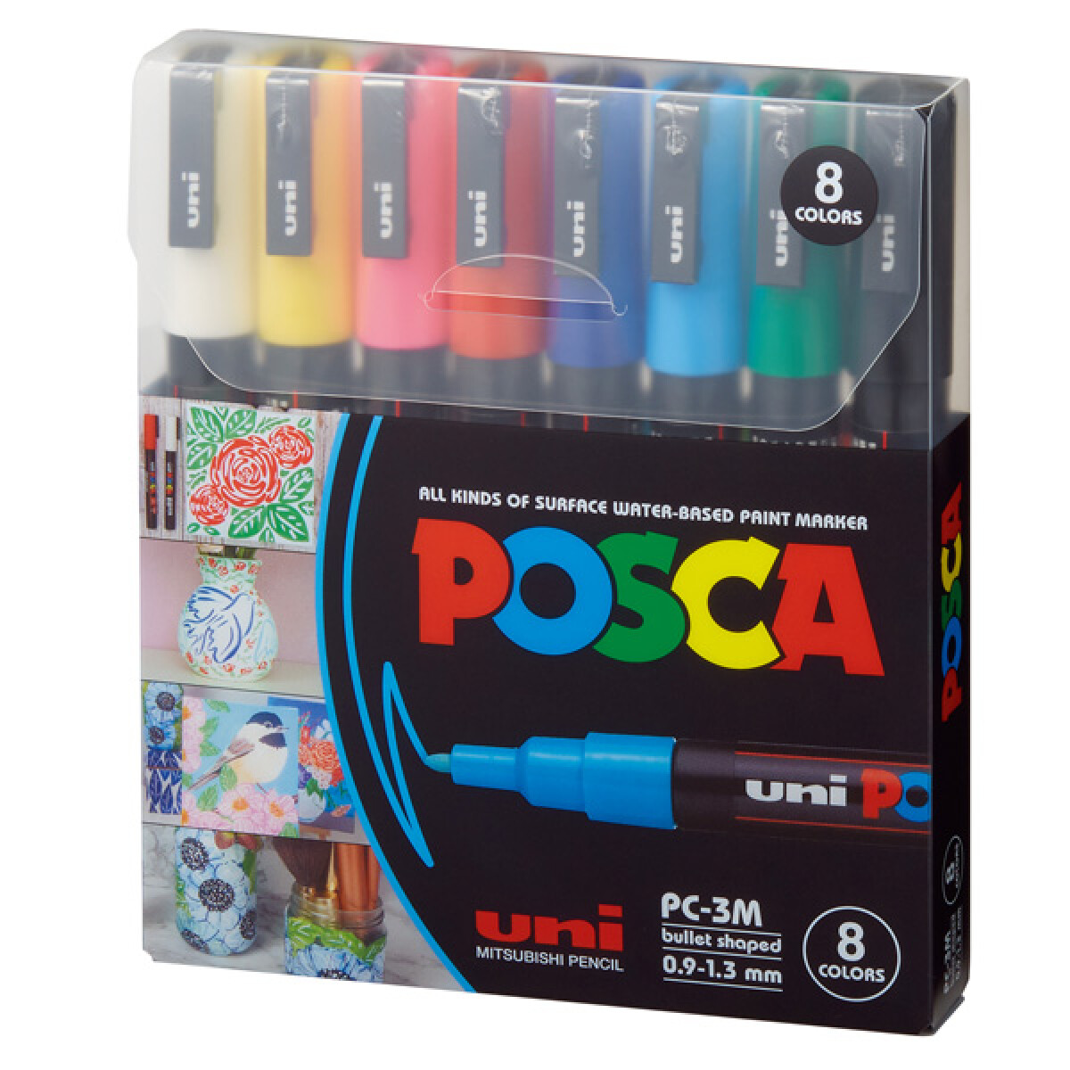 SET MARCADOR UNI POCSA 1.3MM 8 UNIDADES COLORES 