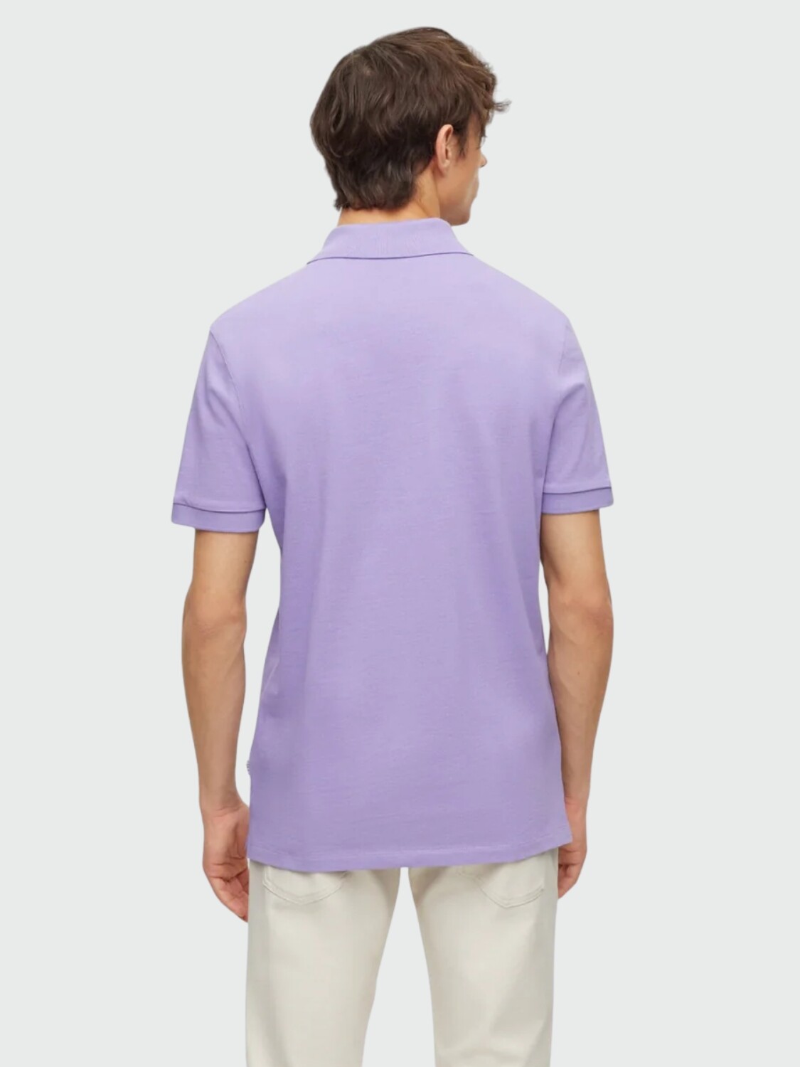 BOSS Polo de Algodón Piqué con Logo Bordado Violeta