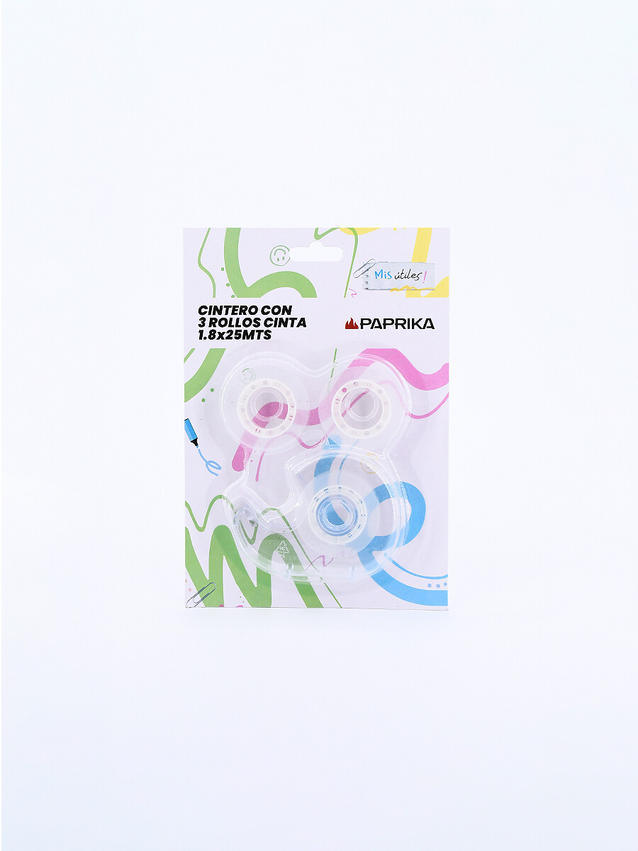 CINTERO CON 3 ROLLOS CINTA - TRANSPARENTE 