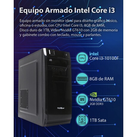 PC Equipo Armado Intel Core i3 / Ram 8GB / Disco 1TB / Nvidia GT610 2GB / Teclado Mouse y Parlantes PC Equipo Armado Intel Core i3 / Ram 8GB / Disco 1TB / Nvidia GT610 2GB / Teclado Mouse y Parlantes